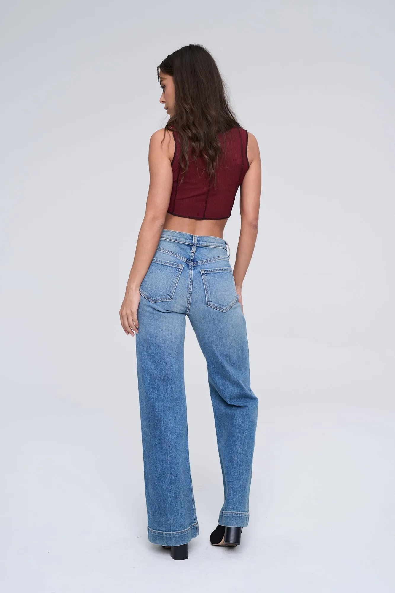 HIGH RISE SLIM WIDE LEG COMFORT STRETCH JEANS   / SP-P11877