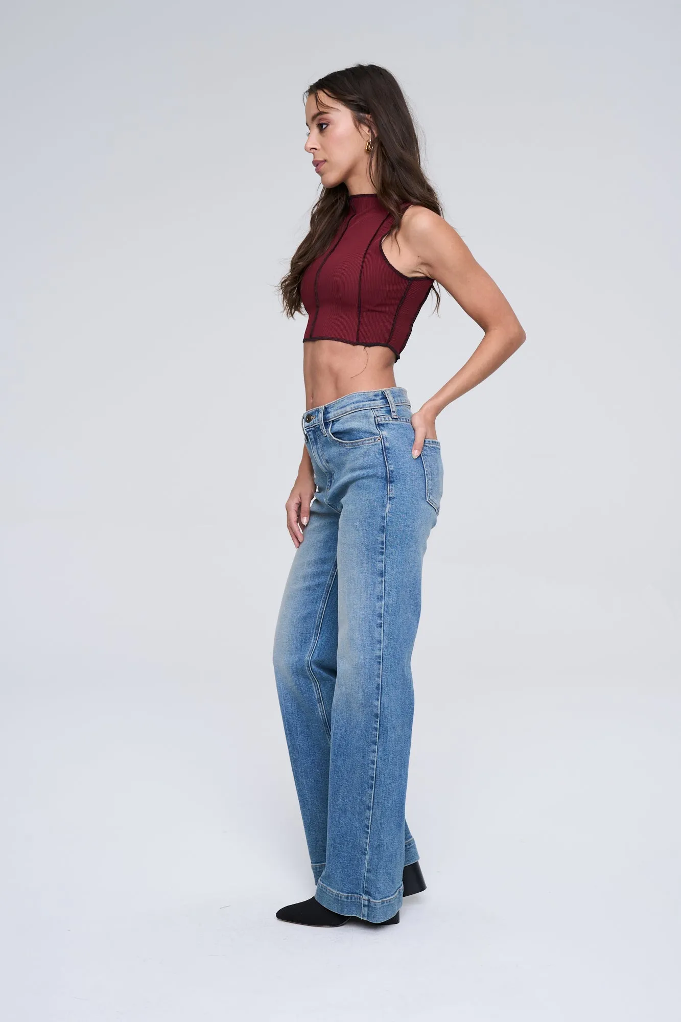 HIGH RISE SLIM WIDE LEG COMFORT STRETCH JEANS   / SP-P11877