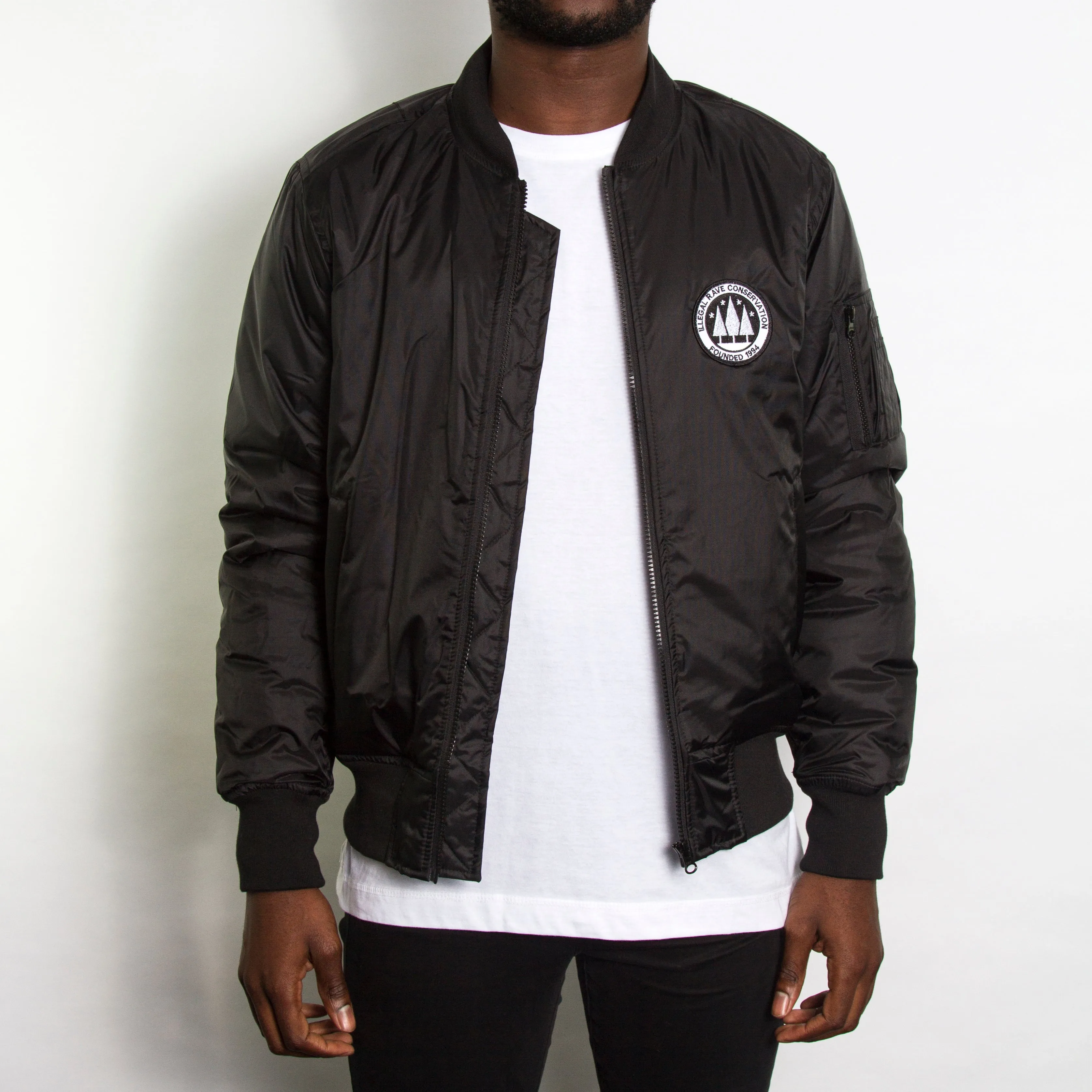 Illegal Rave - Padded Bomber Jacket - Black