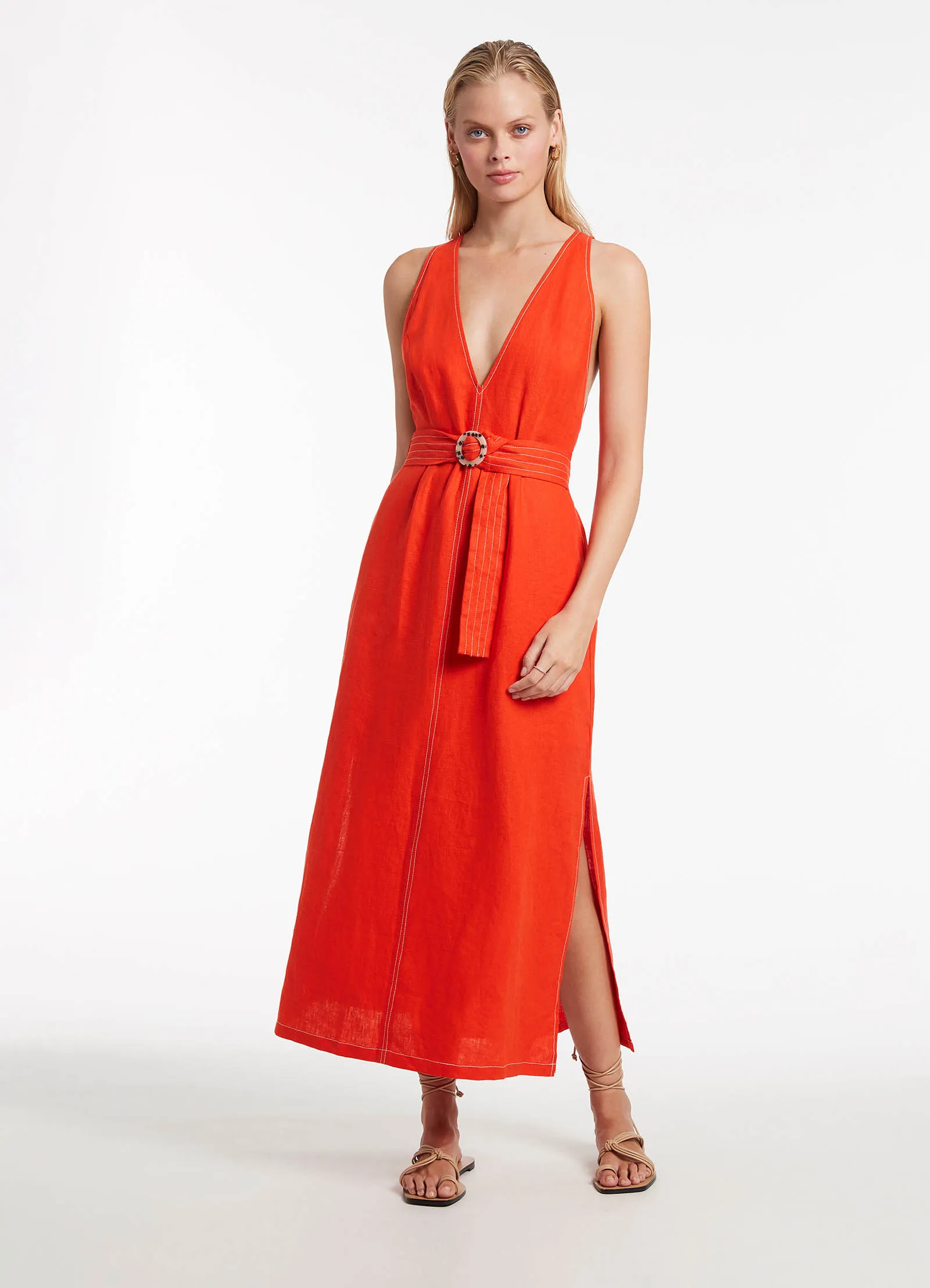 Jetset Plunge Stitch Dress - Fiamma