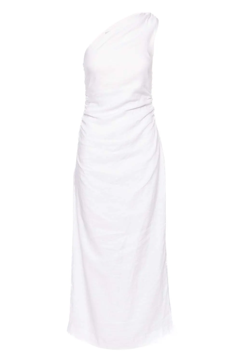 Jomana White One Shoulder Midi Dress