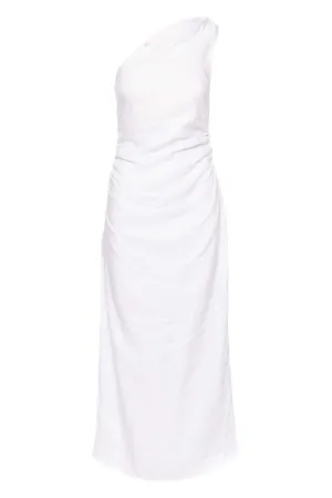 Jomana White One Shoulder Midi Dress