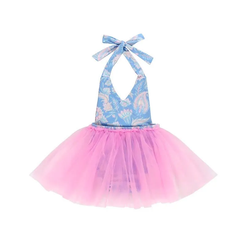 Kryssi Kouture Bubble Gum Blue Paisley First Birthday Tutu Romper