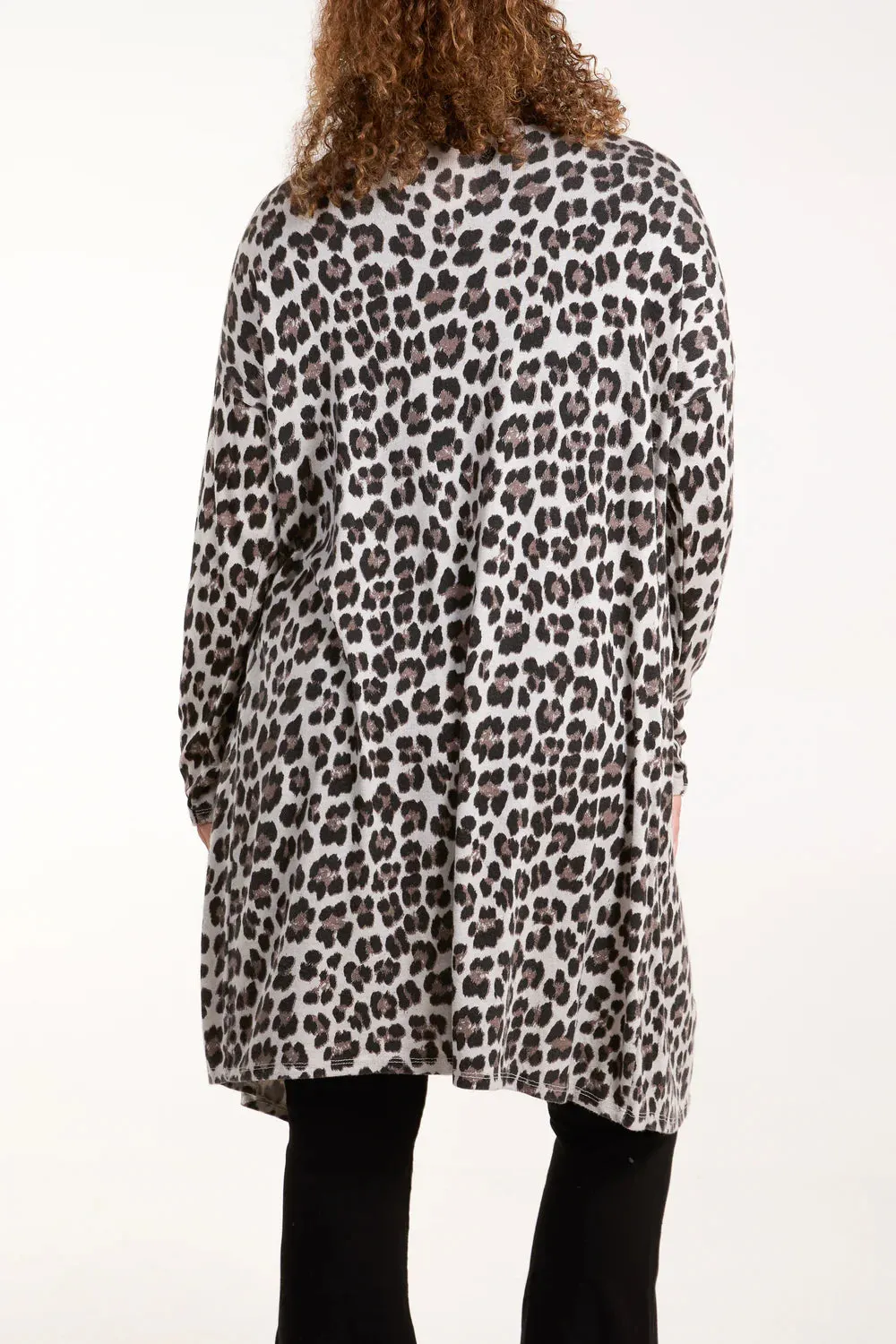 Leopard Print Design Longline Cardigan (3 Colours)