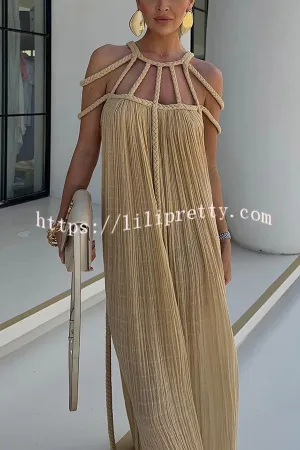 Lilipretty Modern and Sophisticated Linen Blend Draped Braids Cover Up Maxi Dress