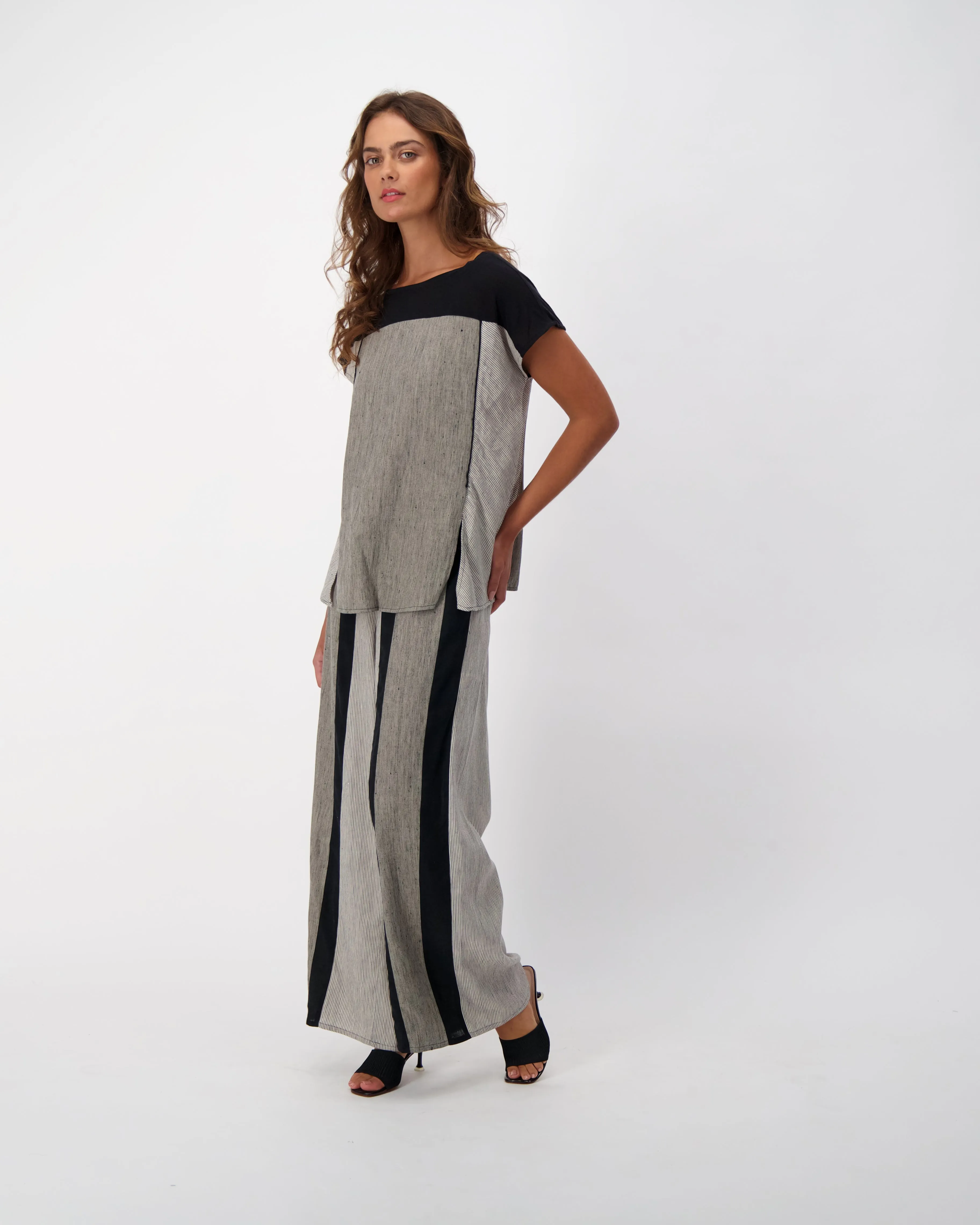 Linen Blend Wide Leg Pull On Pants