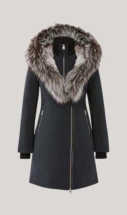 MACKAGE TRISH-X - Powder Touch Down Coat With Silver Fox Fur Signature Mackage Collar