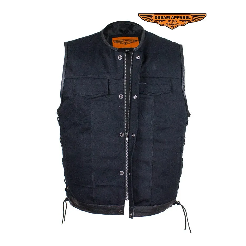 Men's Denim Gun Pocket Club Vest with Side Laces