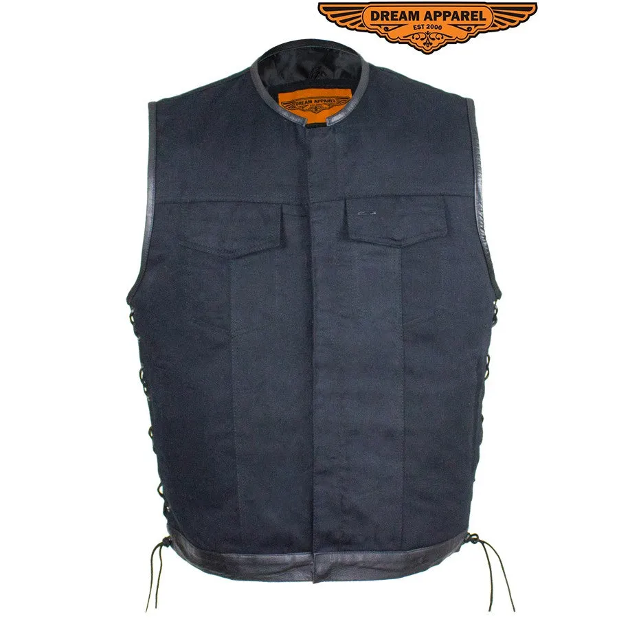 Men's Denim Gun Pocket Club Vest with Side Laces