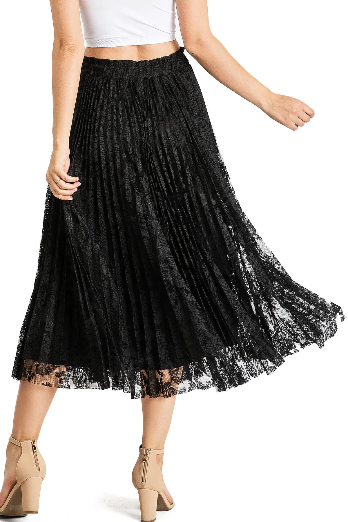 Midnight Lace Pleat Skirt