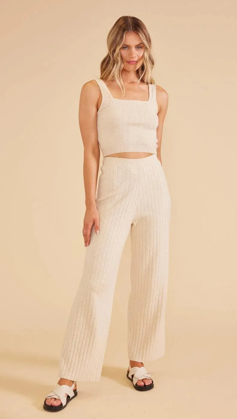 Mink Pink Paige Knit Pants - Oatmeal