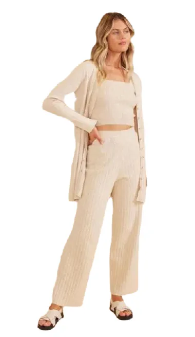 Mink Pink Paige Knit Pants - Oatmeal