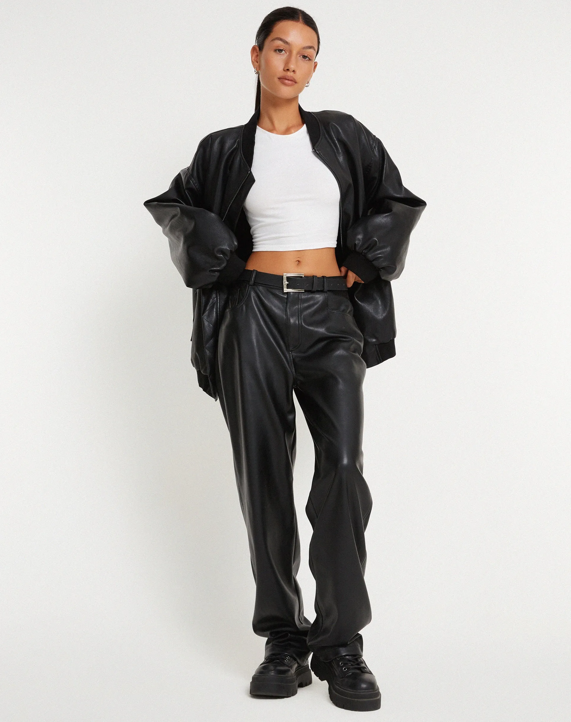 MOTEL X OLIVIA NEILL Parallel Trouser in Pu Black