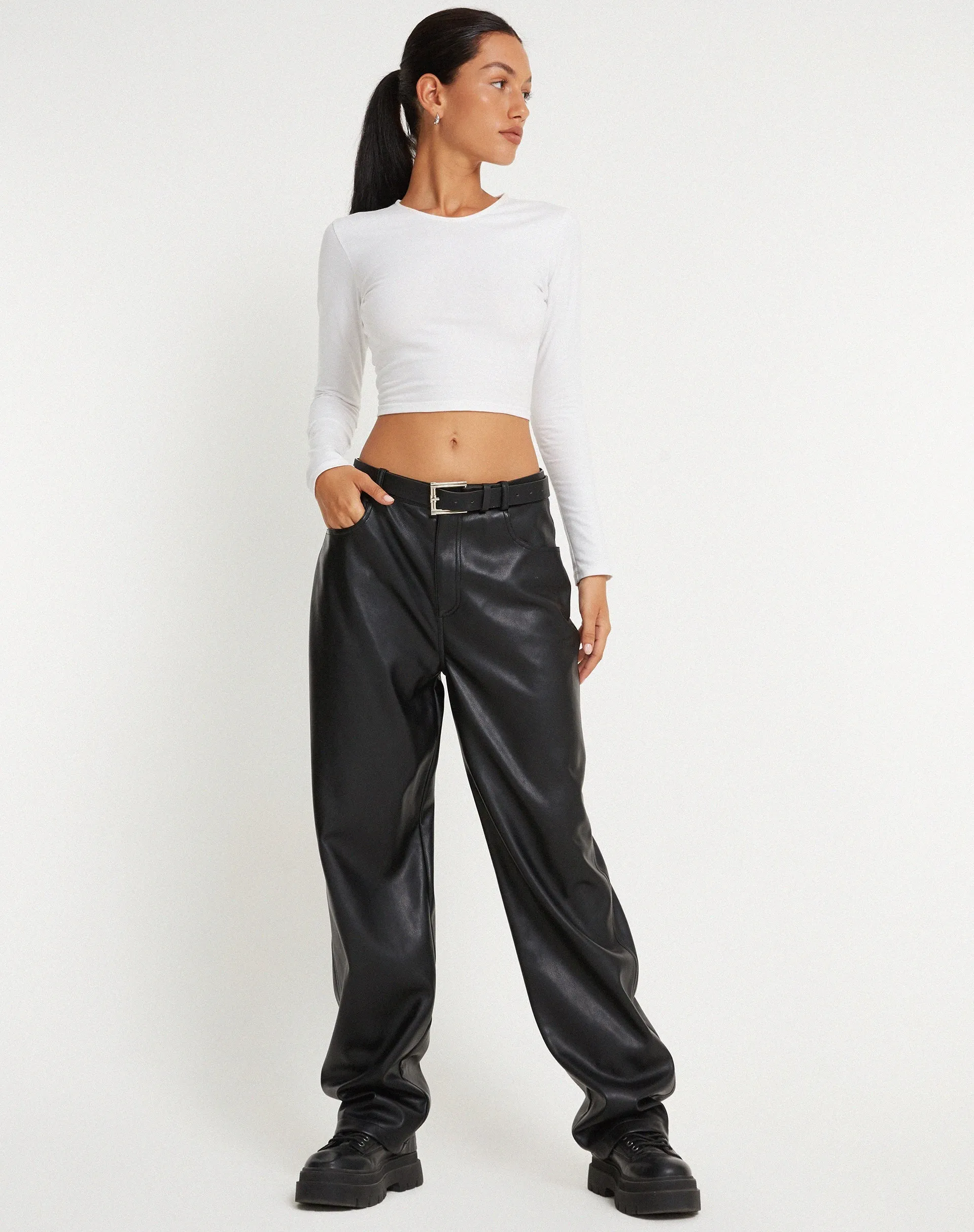 MOTEL X OLIVIA NEILL Parallel Trouser in Pu Black