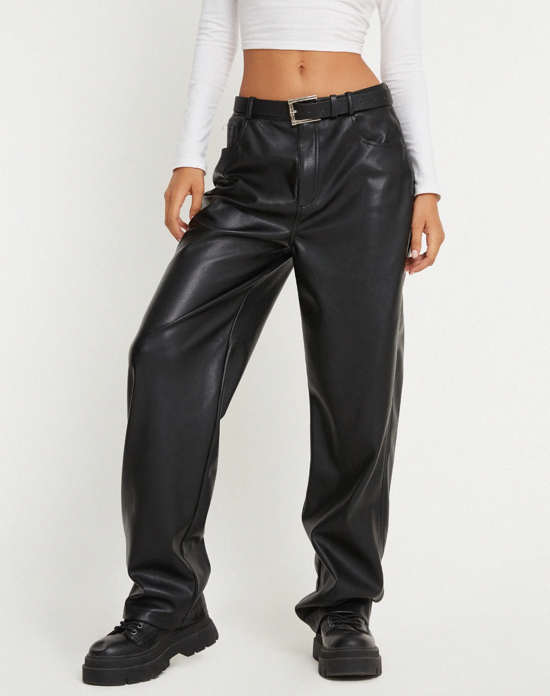 MOTEL X OLIVIA NEILL Parallel Trouser in Pu Black