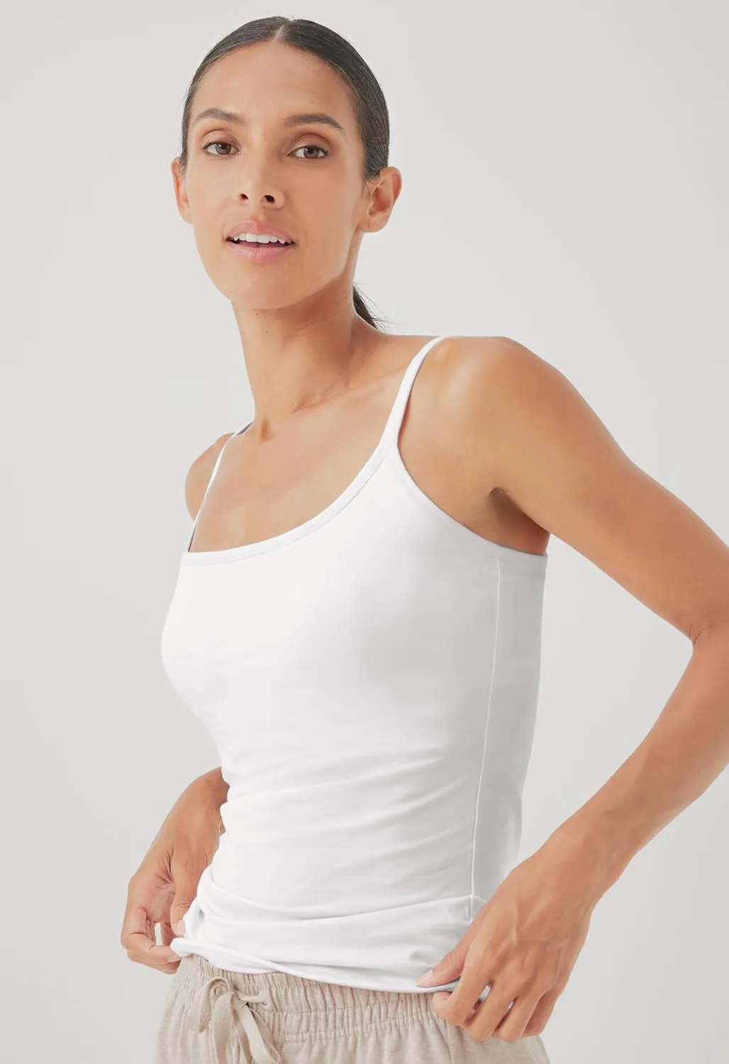 Organic Cotton Camisole Tank Top with Built-in Shelf Bra