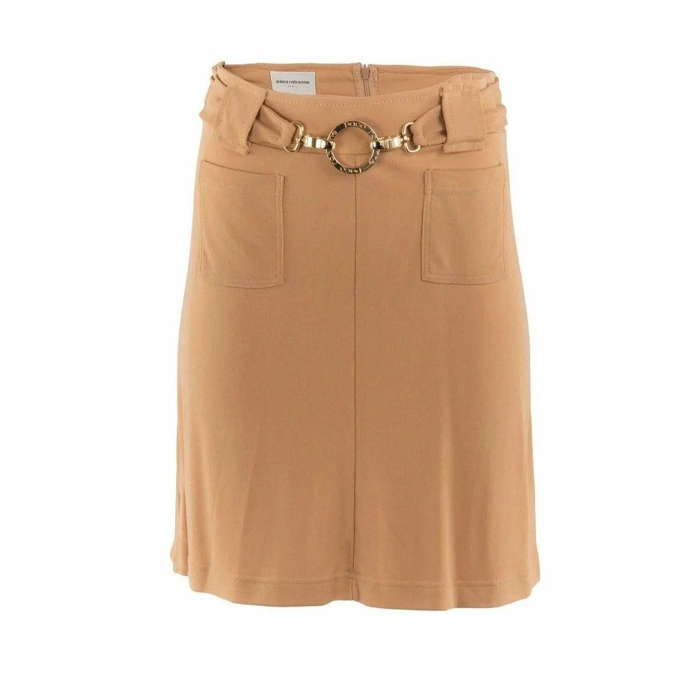 Paco Rabanne Beige Stretch Belted Skirt