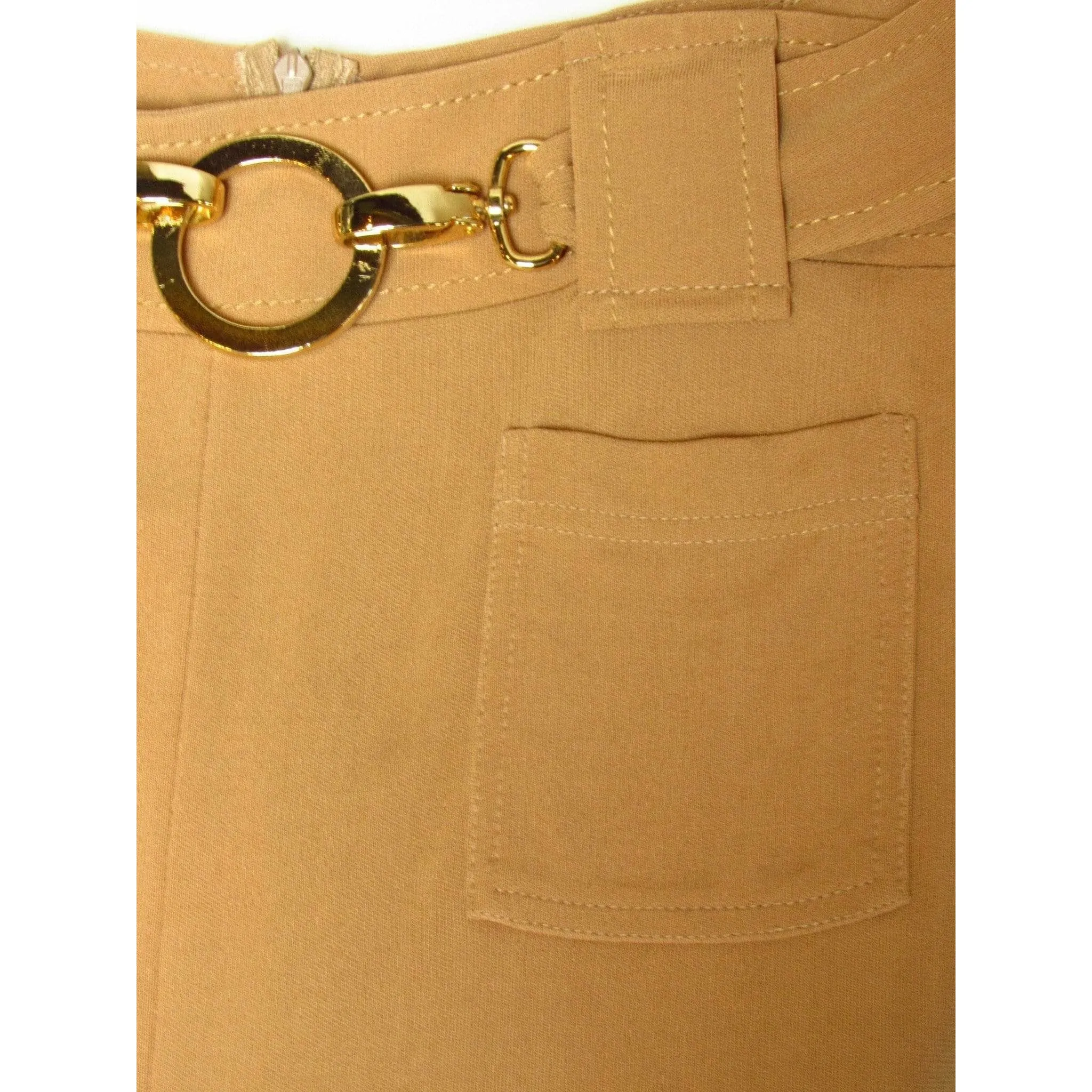 Paco Rabanne Beige Stretch Belted Skirt