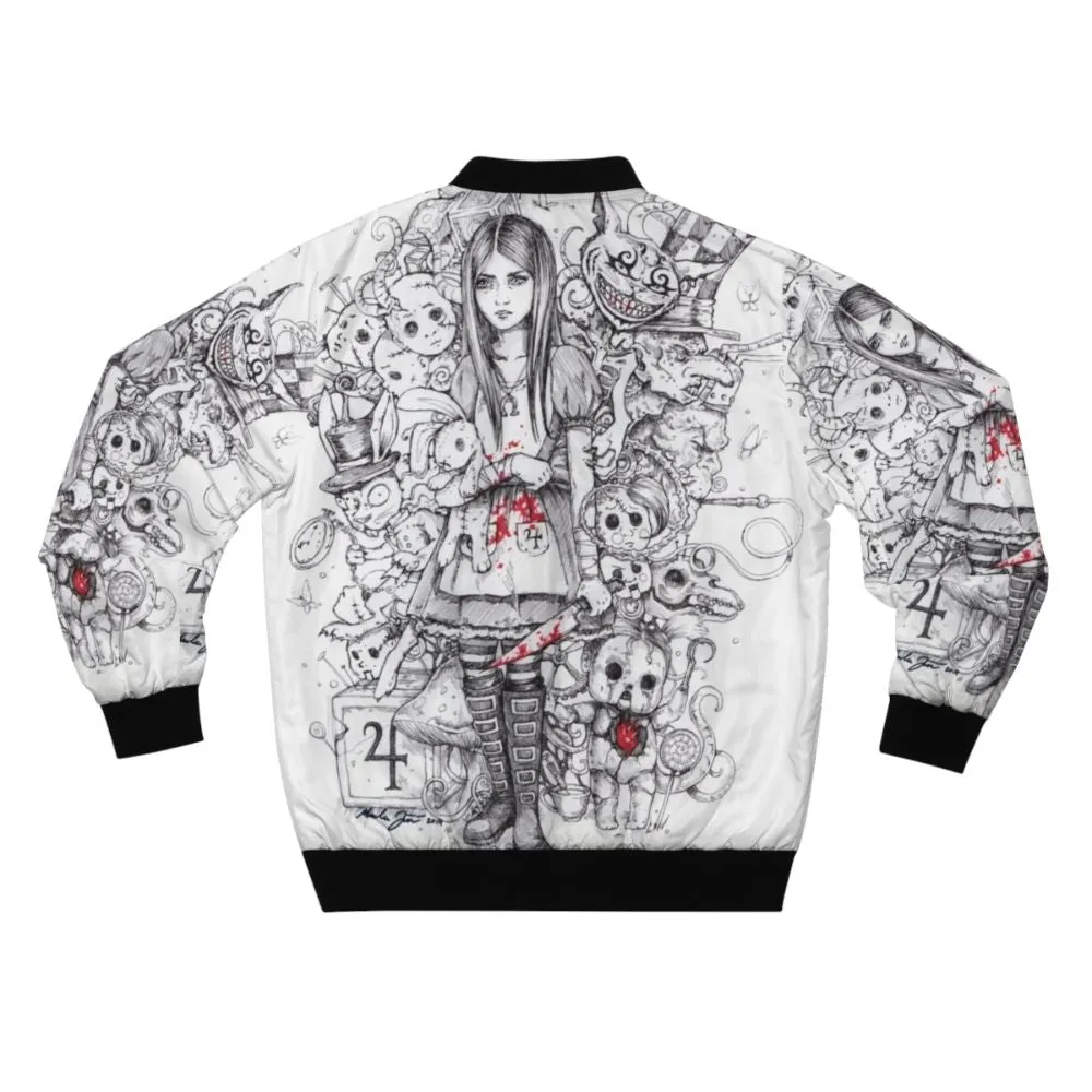 "Enchanting Alice in Wonderland Bomber Jacket"