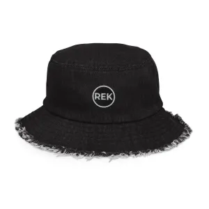 REK Distressed denim bucket hat