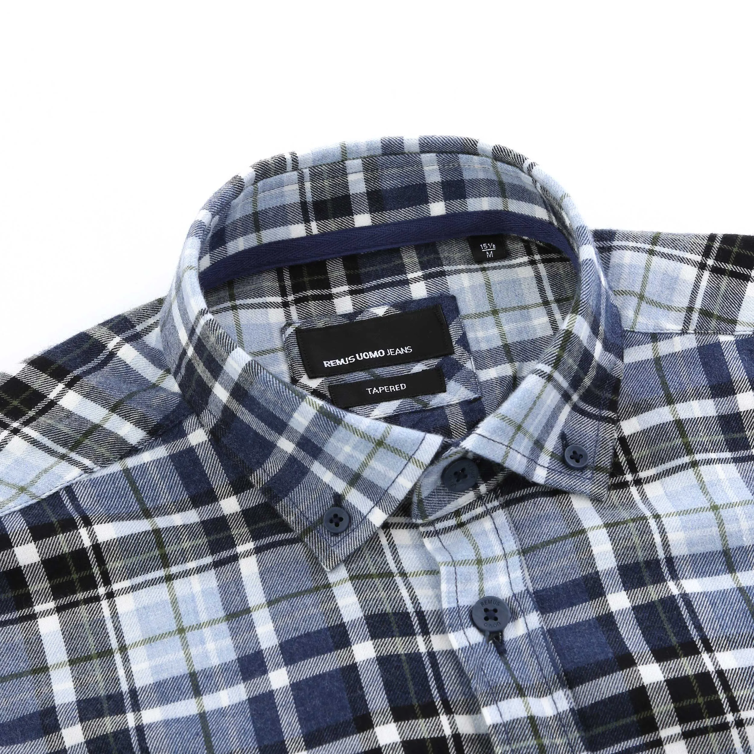 Remus Uomo Parker Check Flannel Shirt in Navy Check