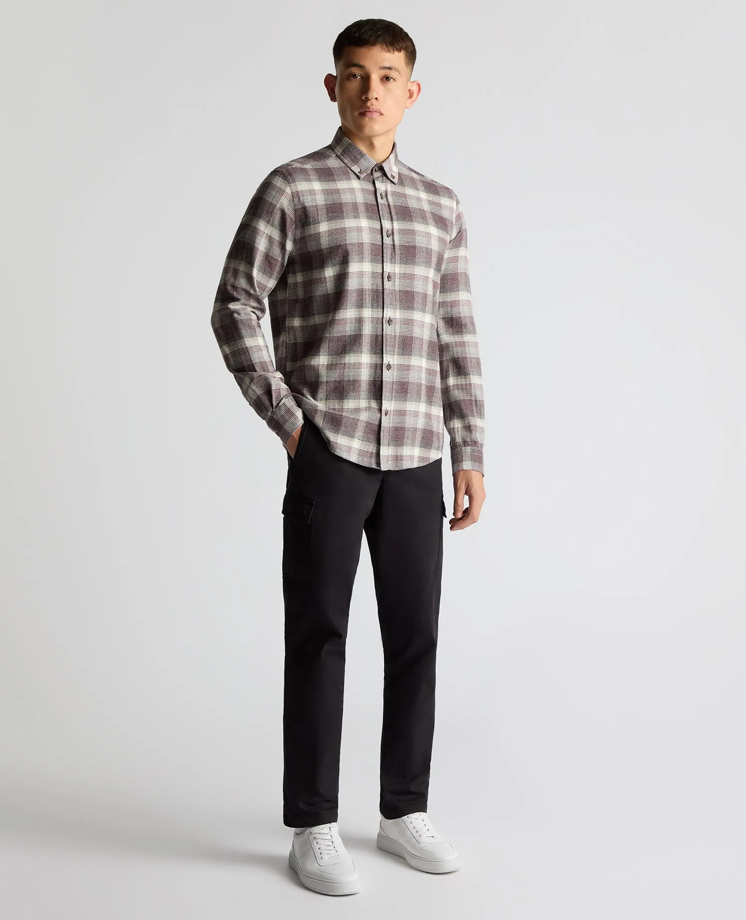 Slim Fit Checked Brushed Cotton Shirt