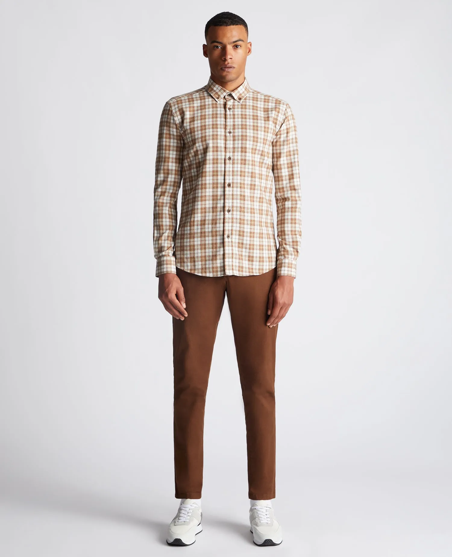 Slim Fit Checked Cotton Blend Shirt