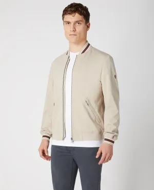 Slim Fit Cotton-Mix Stretch Bomber Jacket