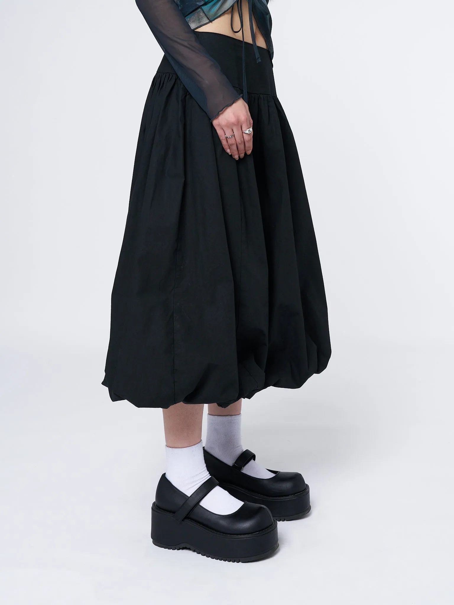 Suya Black Bubble Midi Skirt