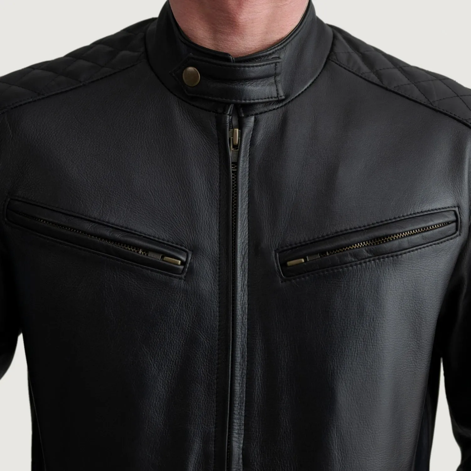 Sven Black Leather Bomber Jacket