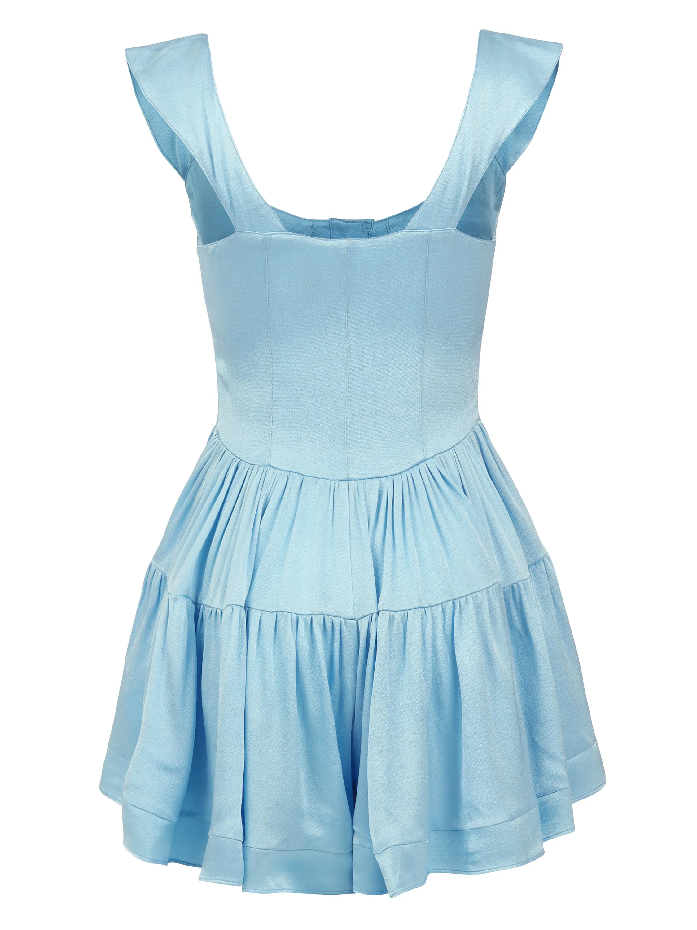 The Elisabeth Romper Dress - Sky Blue Satin