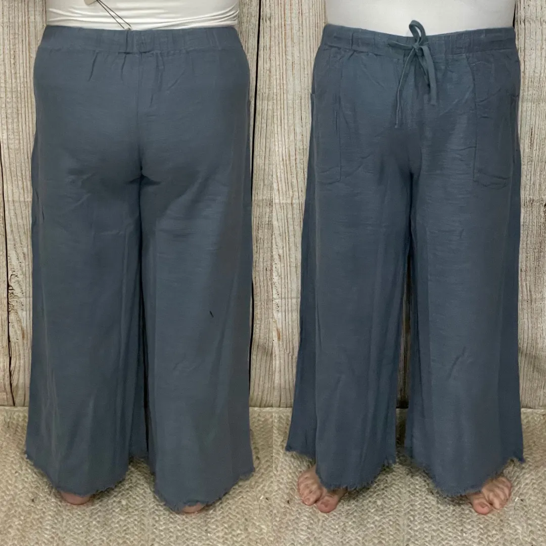 Wide Leg Linen Ankle Pants