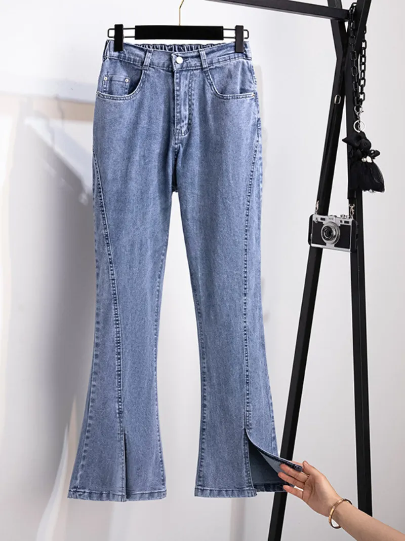 women's high waist jeans casual loose extra large size bottom pants