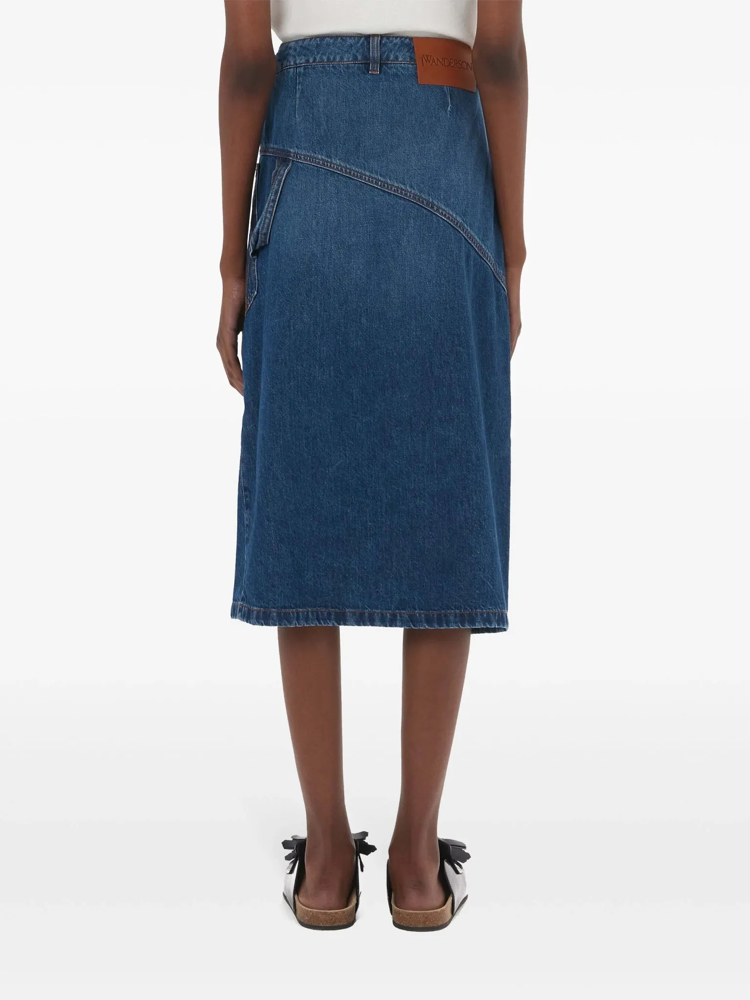 wrap-design denim skirt